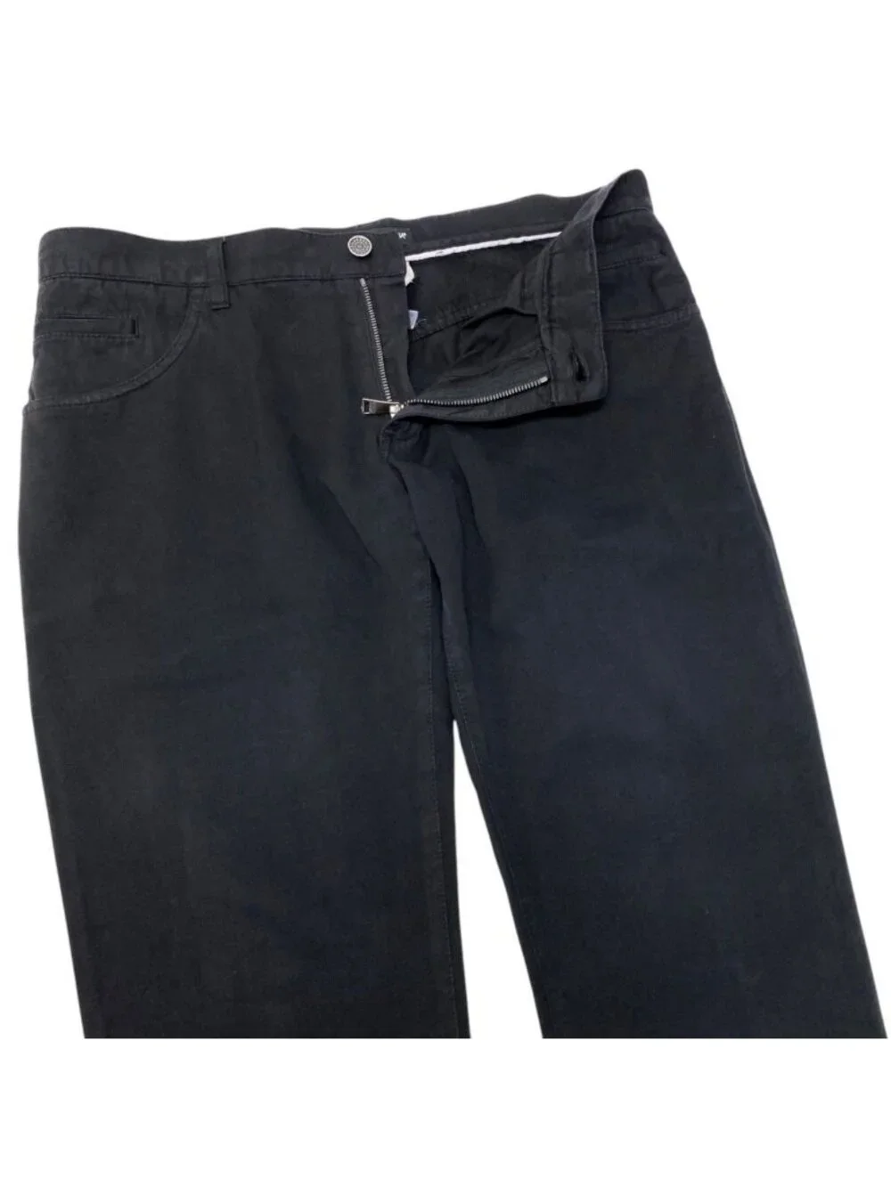 Dolce & Gabbana Chinos Cotton Linen Blend Tapered Pants Logo Plate 50 Black